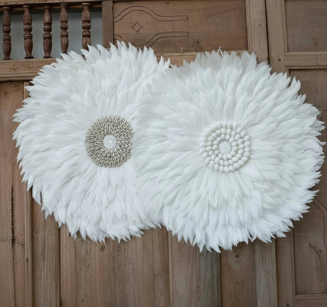 Juju Hat Wall Decor Handcrafted Natural Feathers & Shells