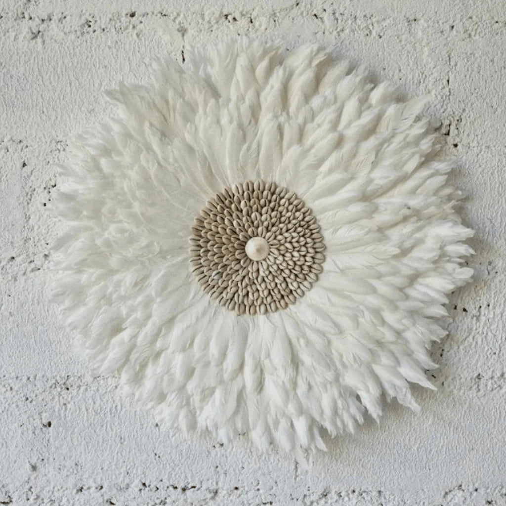 Juju Hat Wall Decor Handcrafted Natural Feathers & Shells