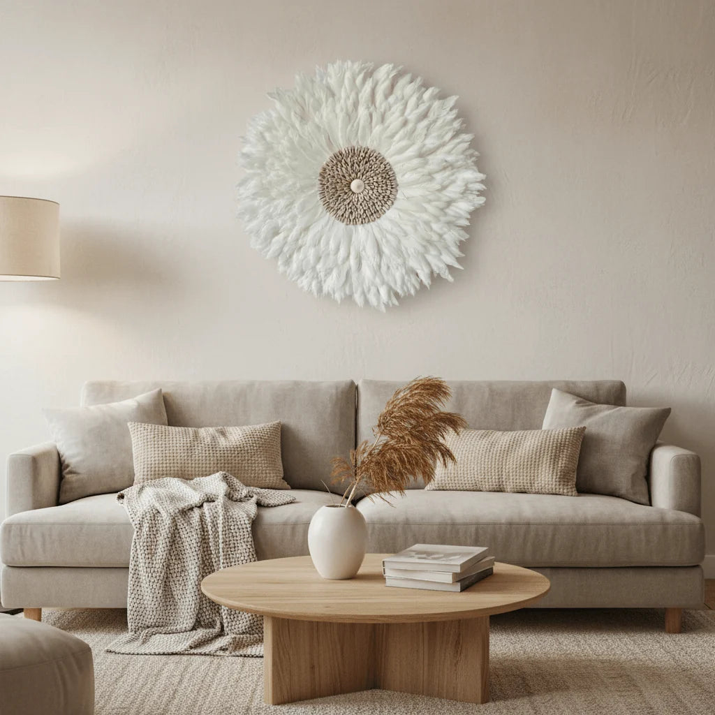 Juju Hat Wall Decor Handcrafted Natural Feathers & Shells