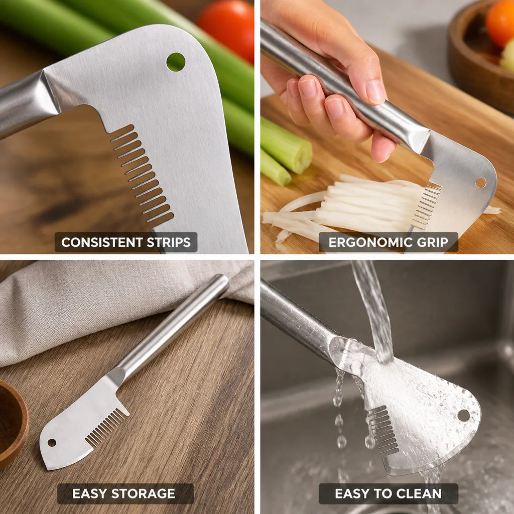 Julienne Peeler Stainless Steel Serrated Blade Ergonomic Handle