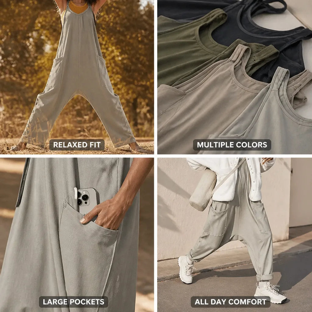 Jumpsuit Baggy Low Crotch Large Pockets