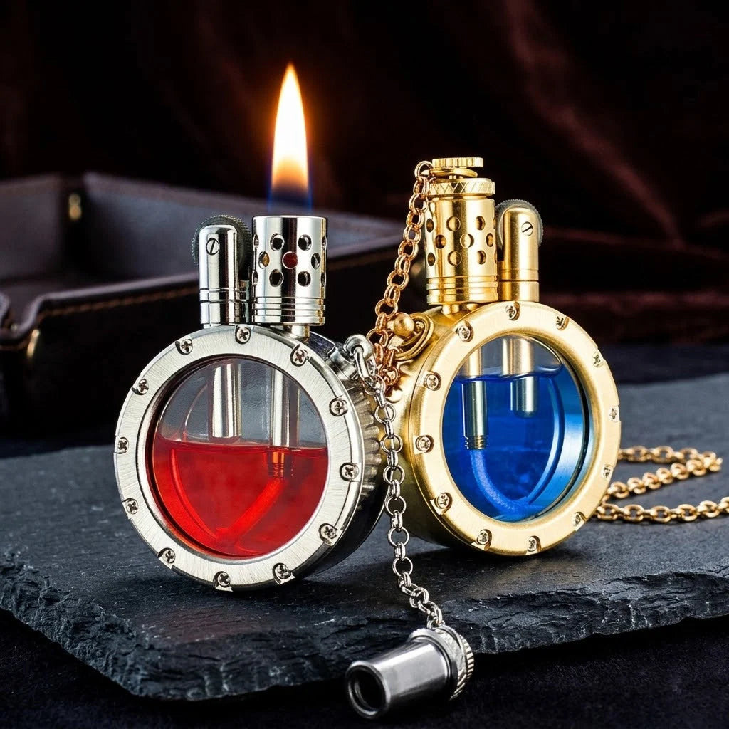 Kerosene Lighter Brass Body Transparent Chamber Vintage Design