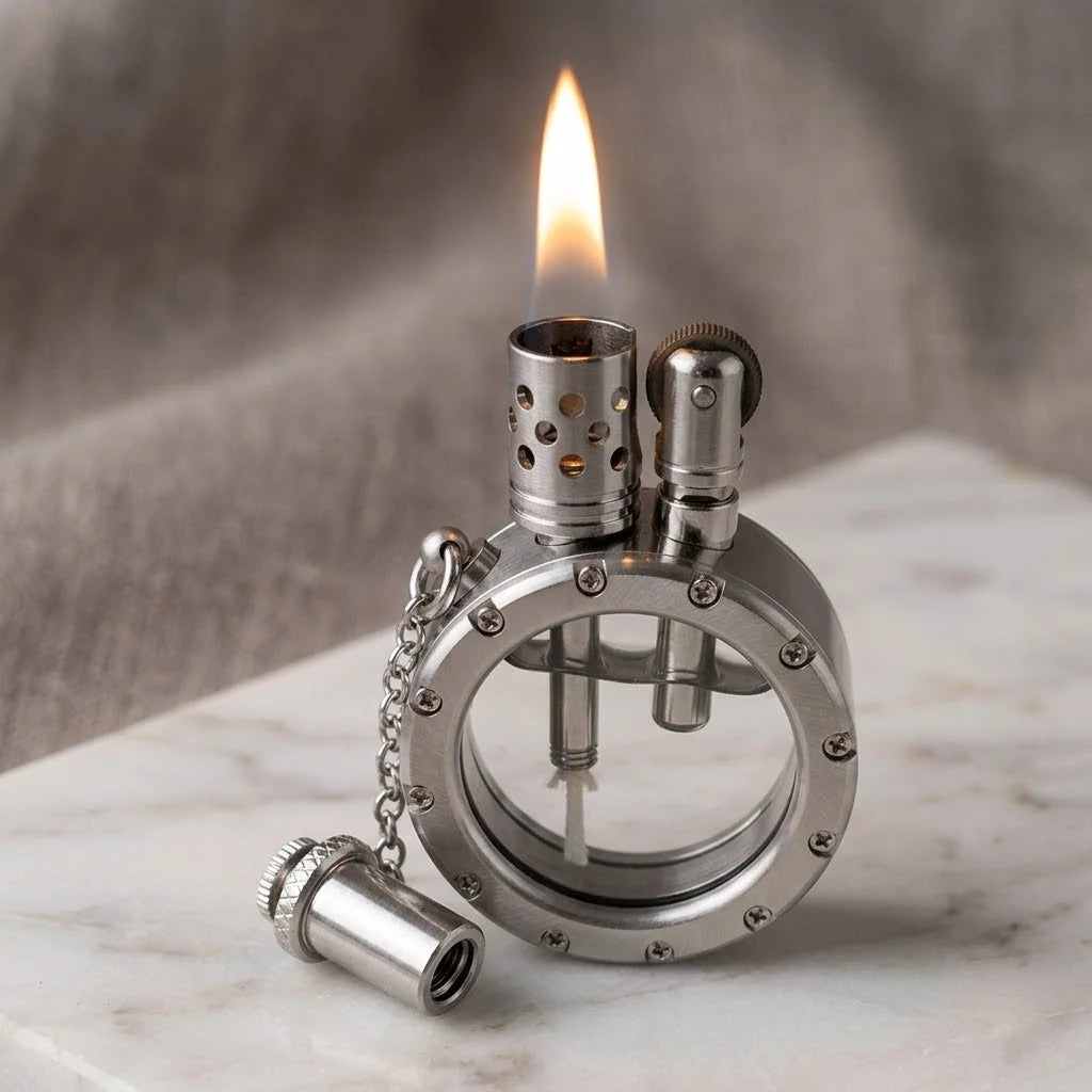 Kerosene Lighter Brass Body Transparent Chamber Vintage Design
