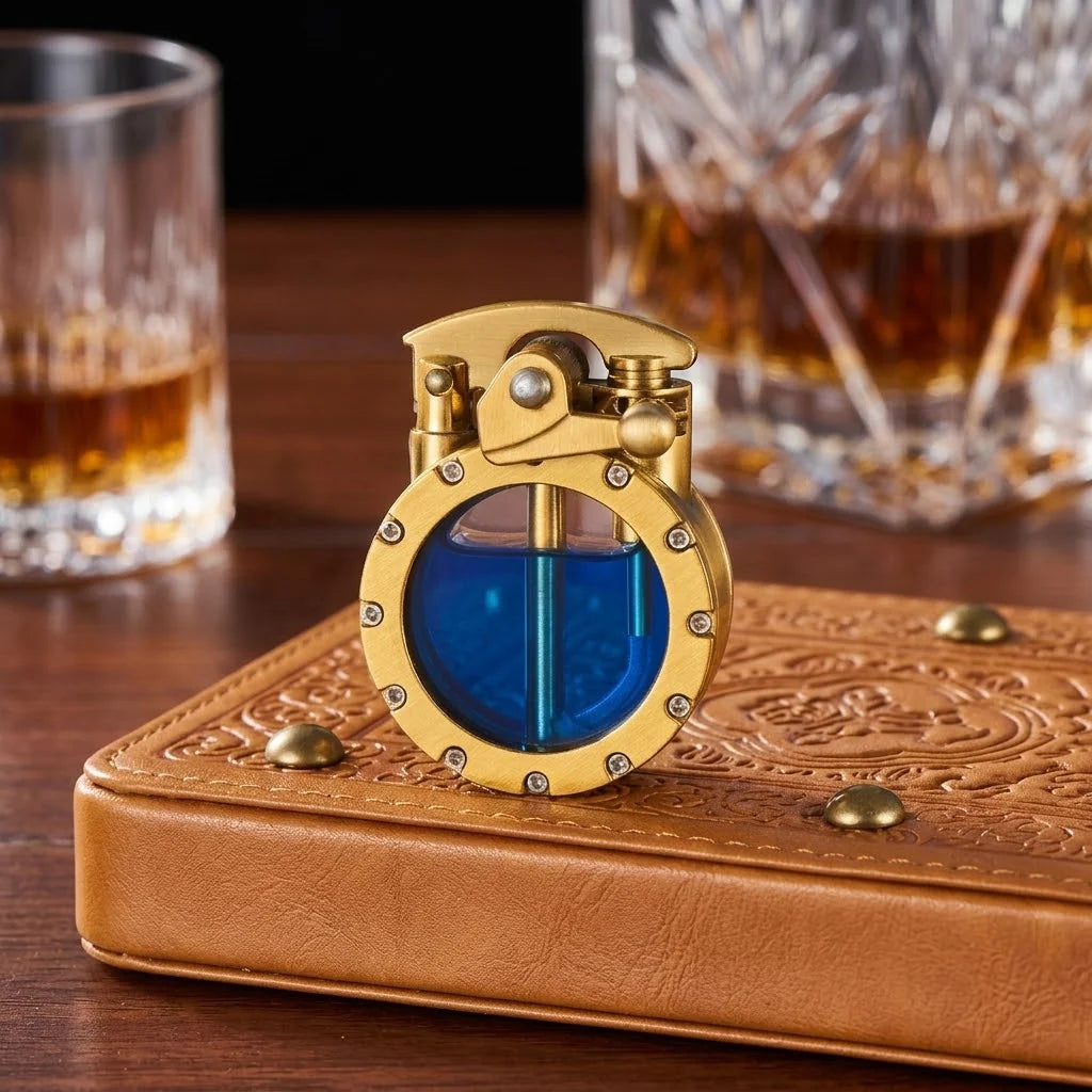 Kerosene Lighter Brass Body Transparent Chamber Vintage Design