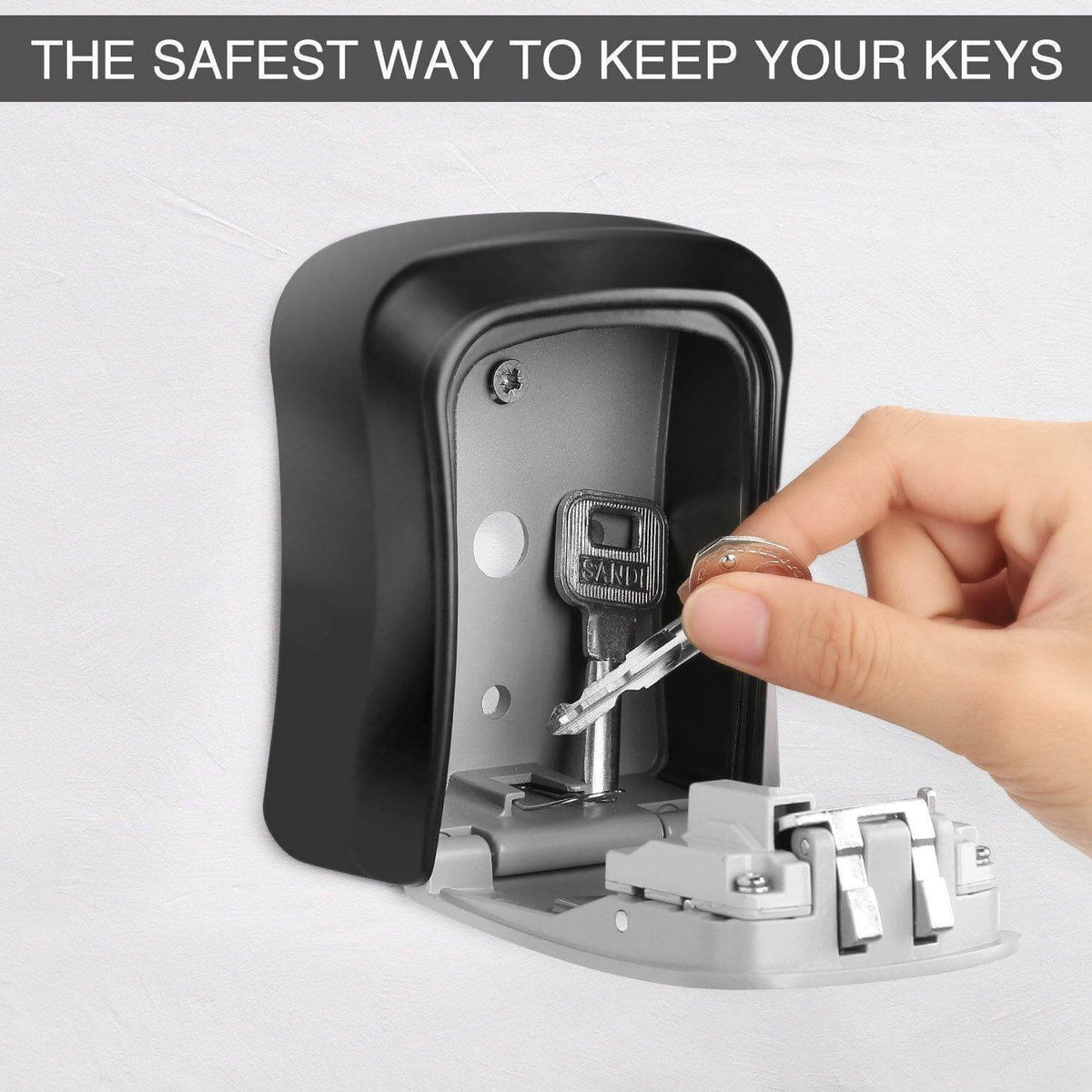 Key Lock Box 4-Digit Combination Weather-Resistant Wall-Mounted