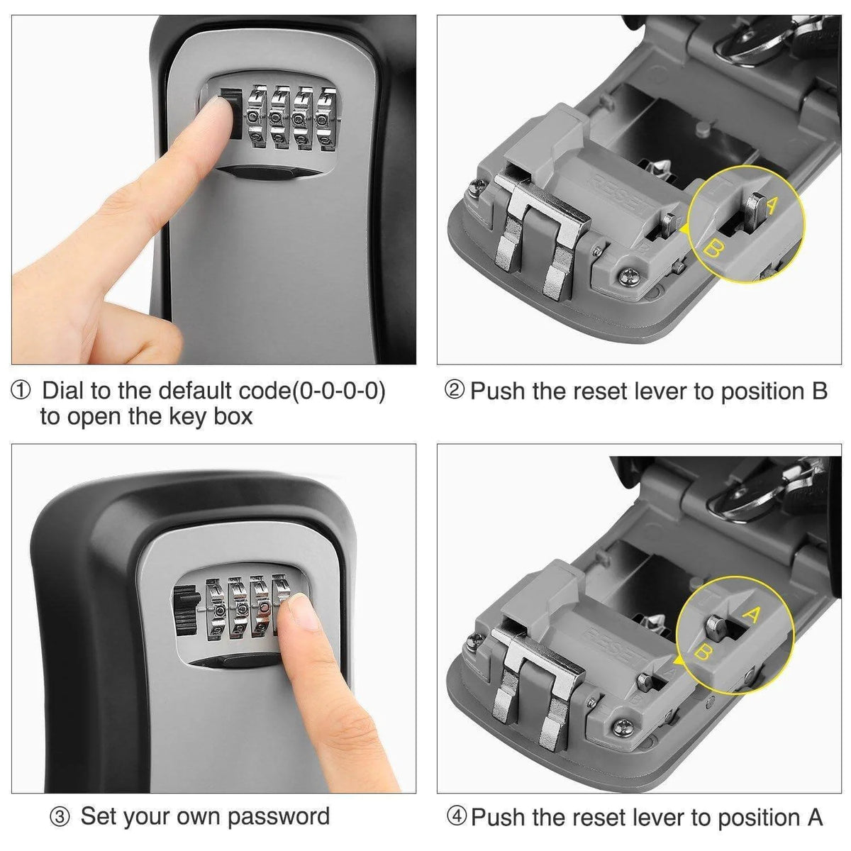 Key Lock Box 4-Digit Combination Weather-Resistant Wall-Mounted