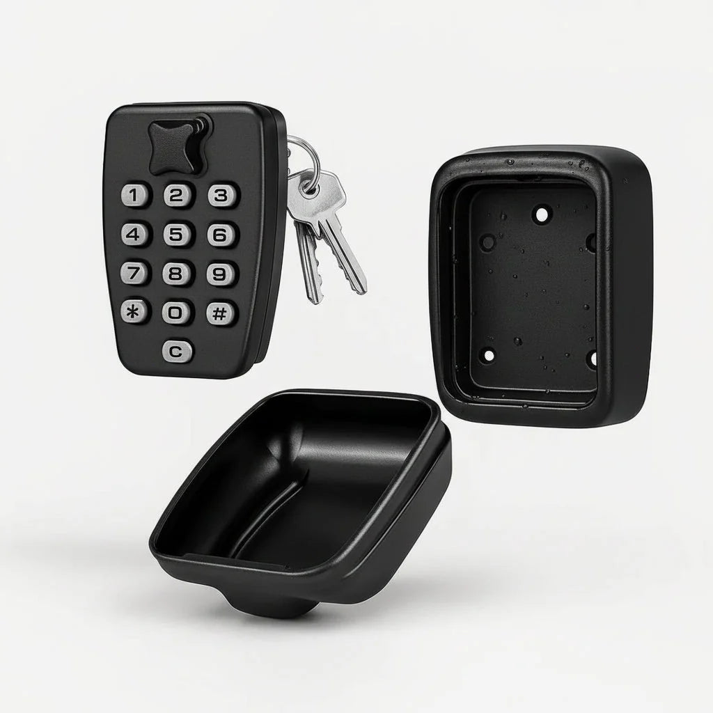 Key Lock Box Wall-Mounted Weather-Resistant 4-Wheel Combination