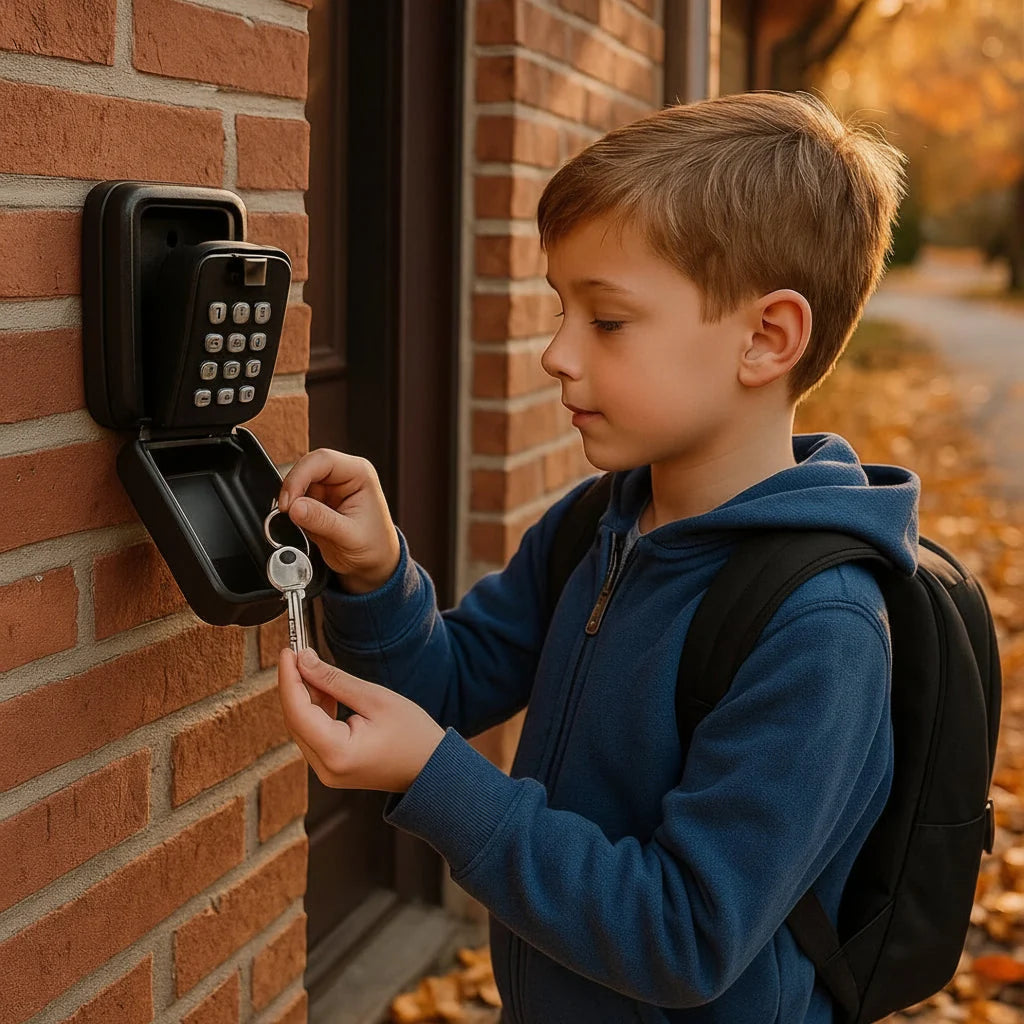 Key Lock Box Wall-Mounted Weather-Resistant 4-Wheel Combination