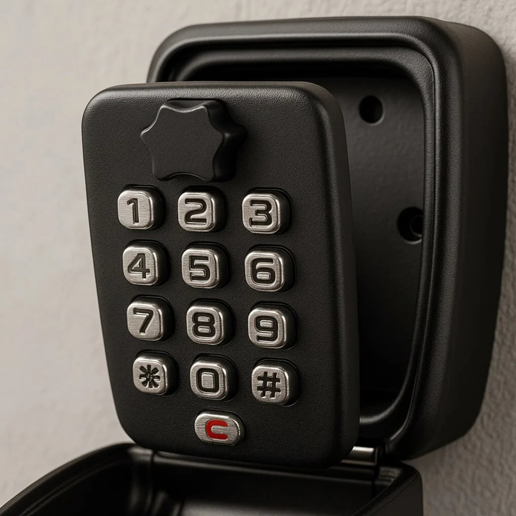 Key Lock Box Wall-Mounted Weather-Resistant 4-Wheel Combination