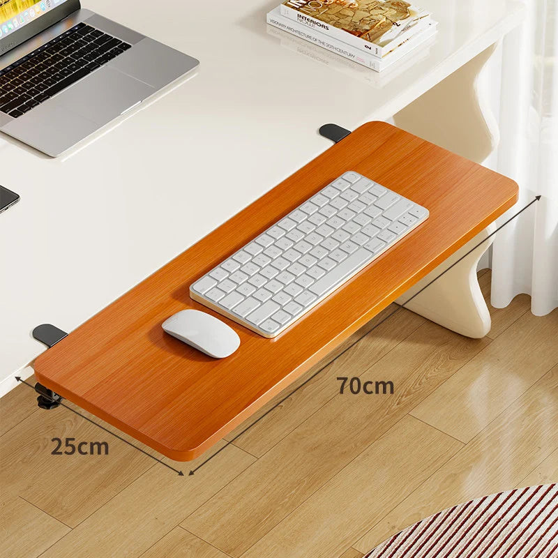 Keyboard Tray Bamboo Clamp-Mounted Pull-Out