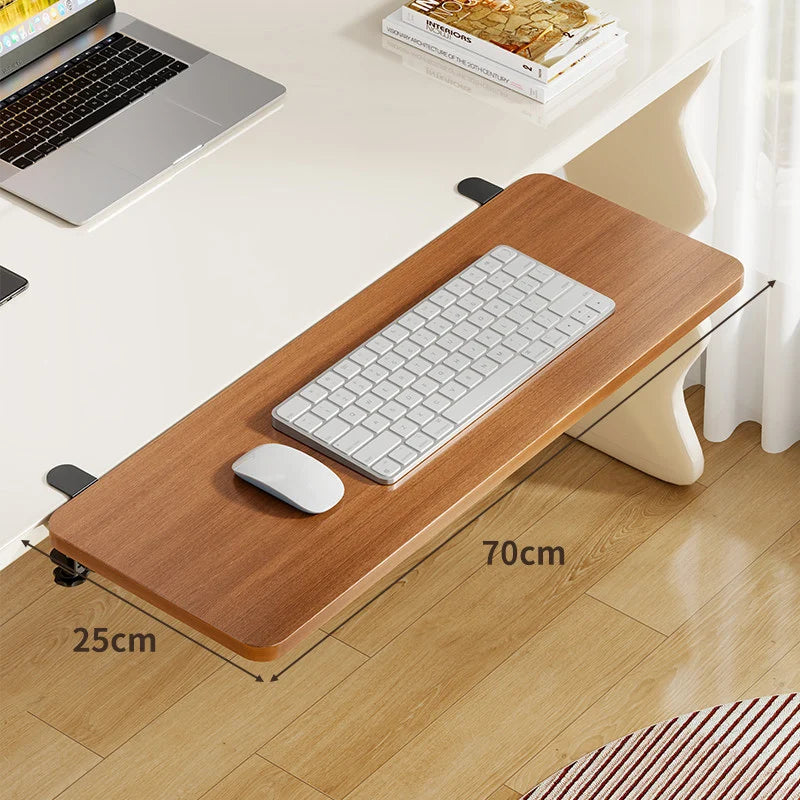 Keyboard Tray Bamboo Clamp-Mounted Pull-Out