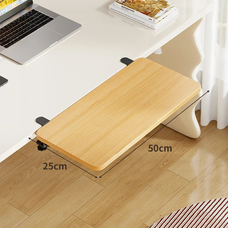 Keyboard Tray Bamboo Clamp-Mounted Pull-Out