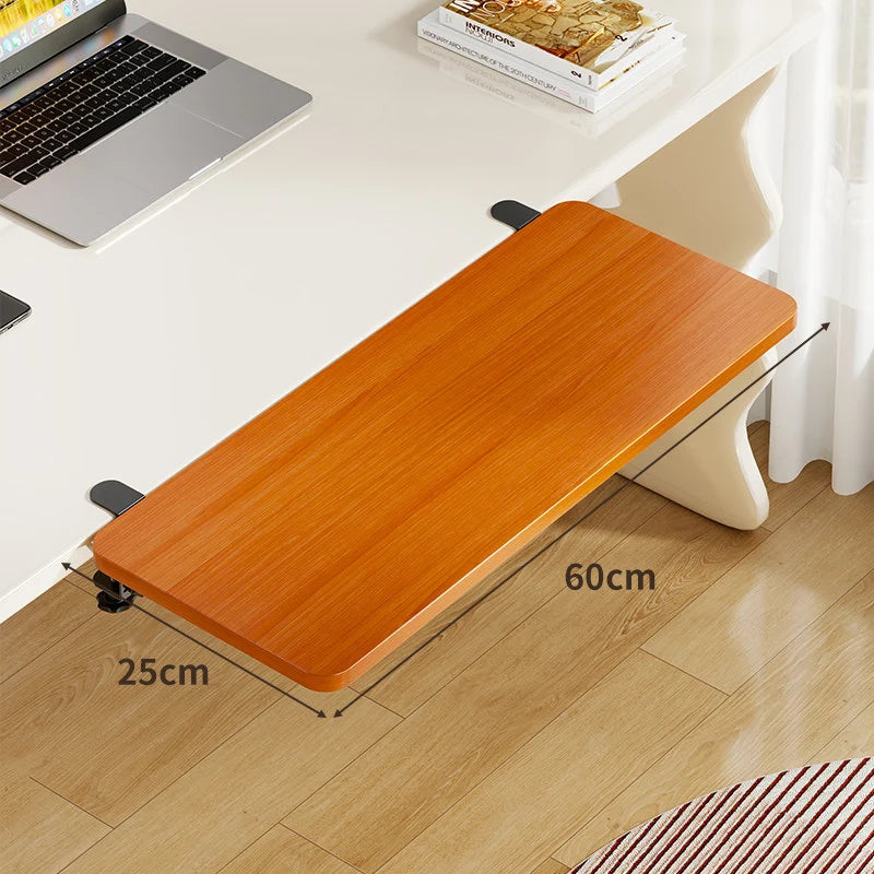 Keyboard Tray Bamboo Clamp-Mounted Pull-Out