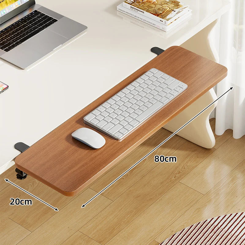 Keyboard Tray Bamboo Clamp-Mounted Pull-Out