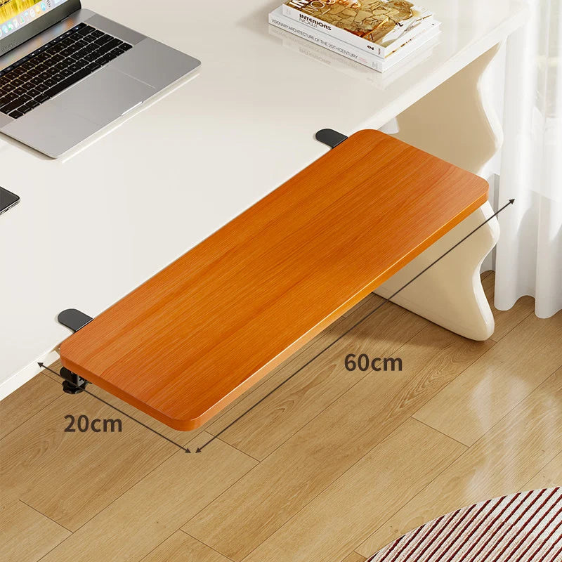 Keyboard Tray Bamboo Clamp-Mounted Pull-Out