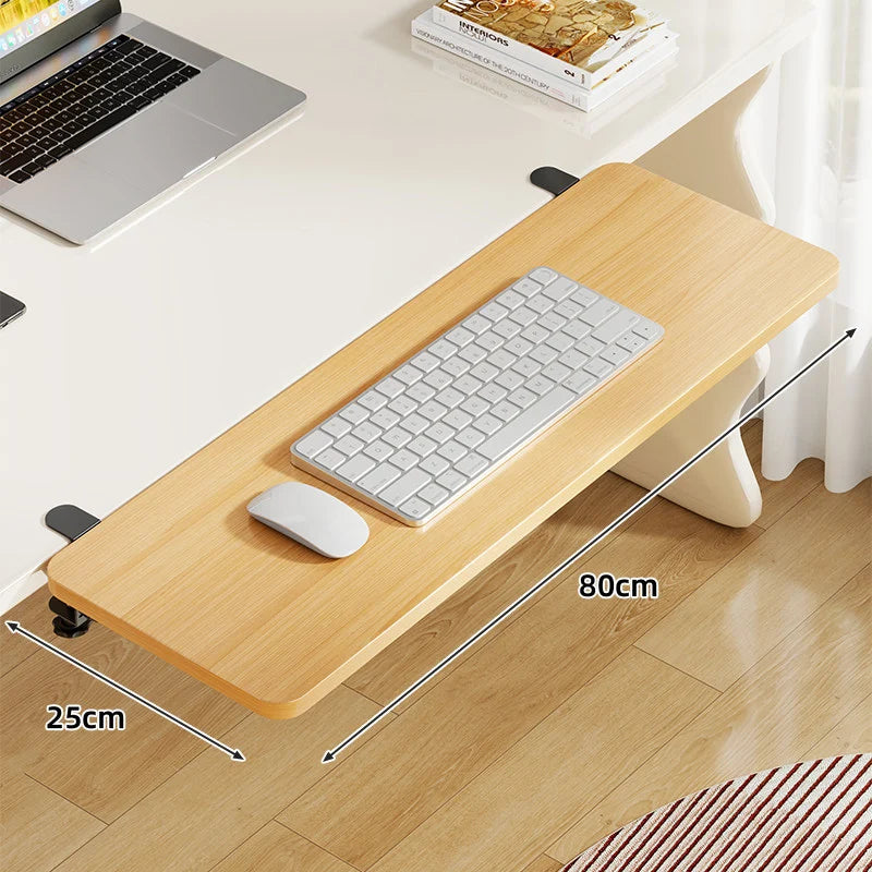 Keyboard Tray Bamboo Clamp-Mounted Pull-Out