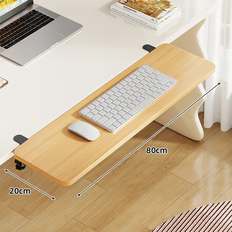 Keyboard Tray Bamboo Clamp-Mounted Pull-Out