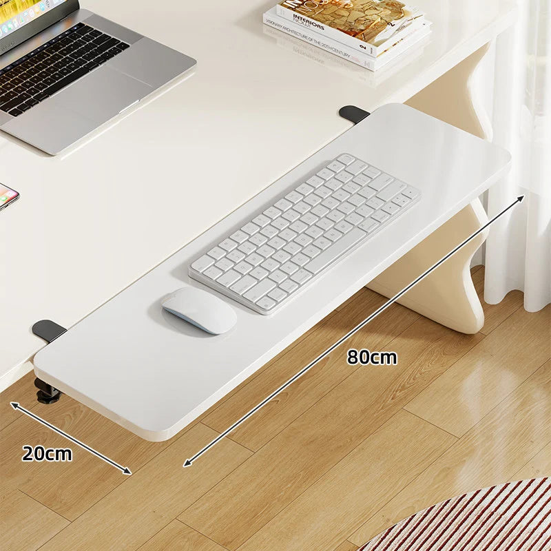 Keyboard Tray Bamboo Clamp-Mounted Pull-Out