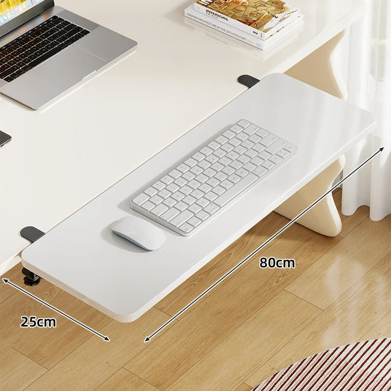 Keyboard Tray Bamboo Clamp-Mounted Pull-Out