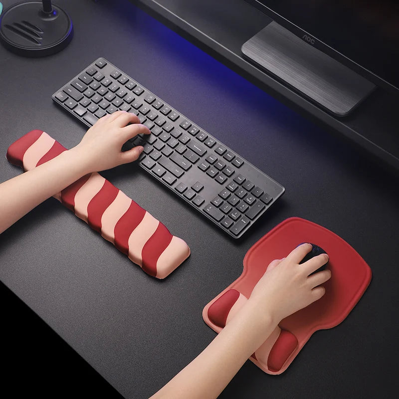 Keyboard Wrist Rest Silicone Wave Design Ergonomic Support Wipe-Clean Surface
