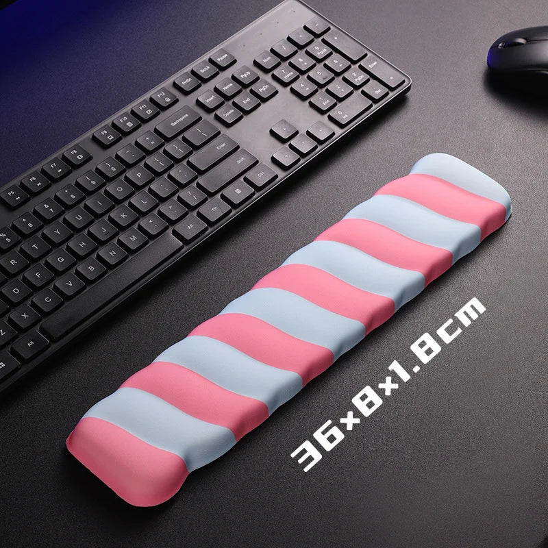 Keyboard Wrist Rest Silicone Wave Design Ergonomic Support Wipe-Clean Surface