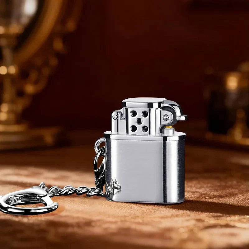 Keychain Lighter Wind-Resistant Refillable Metal Mini Design