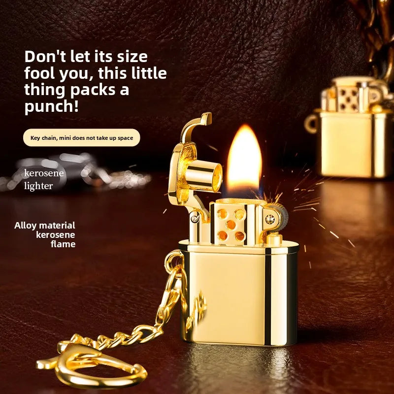 Keychain Lighter Wind-Resistant Refillable Metal Mini Design