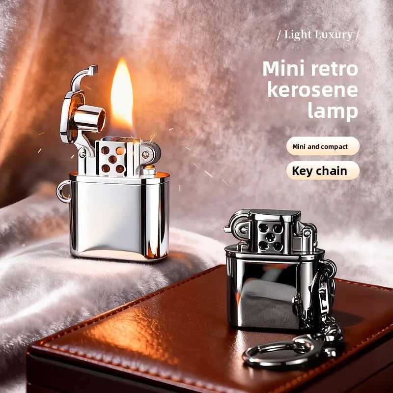 Keychain Lighter Wind-Resistant Refillable Metal Mini Design