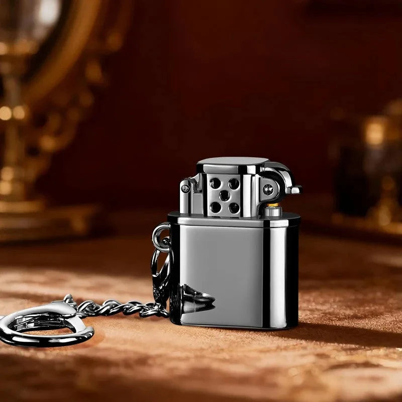 Keychain Lighter Wind-Resistant Refillable Metal Mini Design