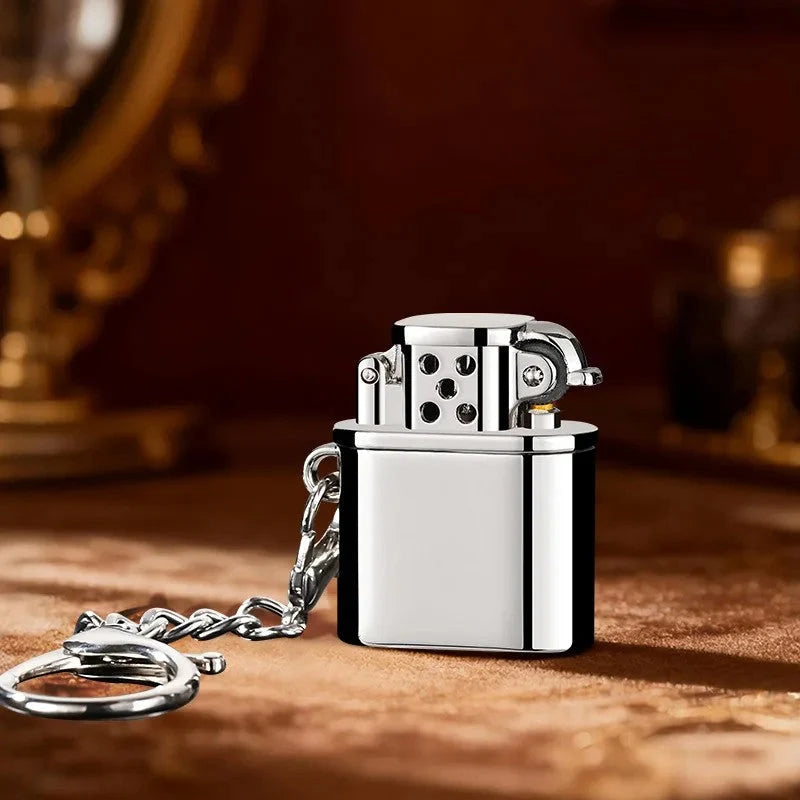 Keychain Lighter Wind-Resistant Refillable Metal Mini Design