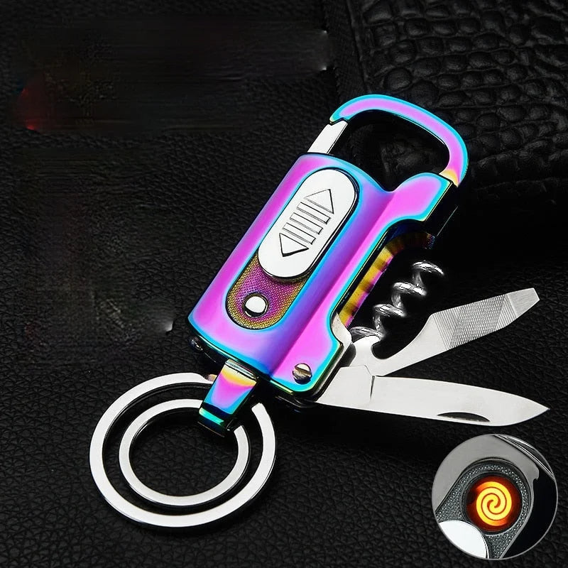Keychain Lighter Windproof USB Rechargeable Multi-Tool
