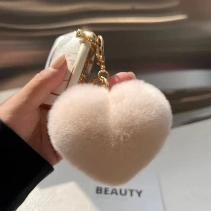 Keychain Plush Heart-Shaped Soft & Fluffy