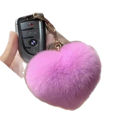 Keychain Plush Heart-Shaped Soft & Fluffy