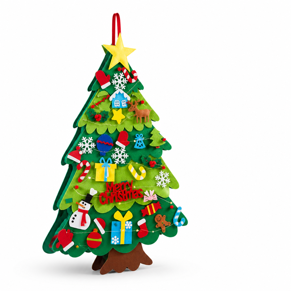 Kid-Safe Velcro Ornament Felt Christmas Tree (98×70 cm)