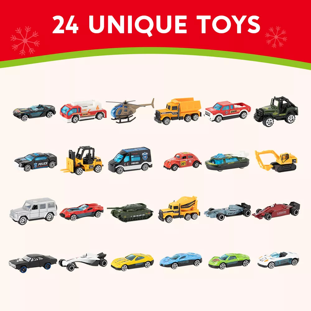 Kids Advent Calendar 24 Diecast Cars Numbered Doors