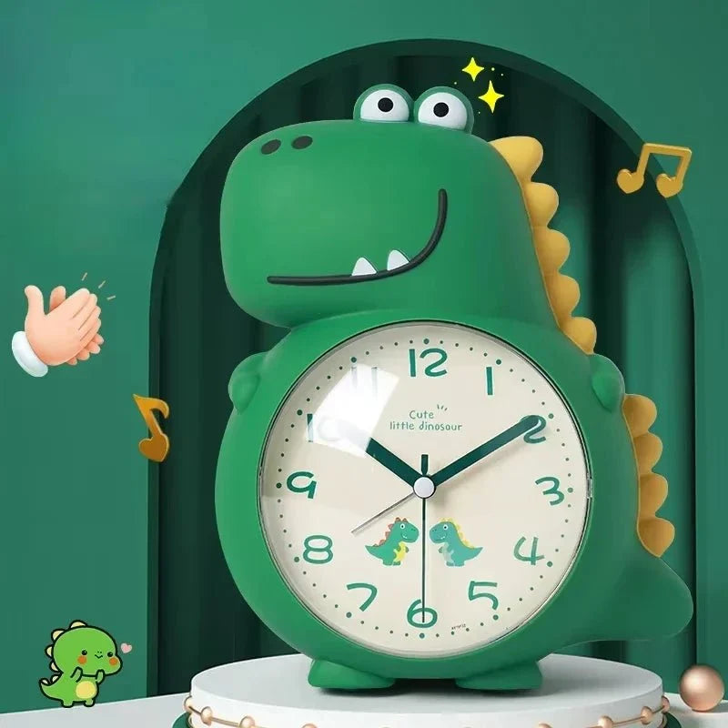 Kids Alarm Clock Dinosaur Design Silent Non-Ticking Movement & Gentle Wake-Up Light