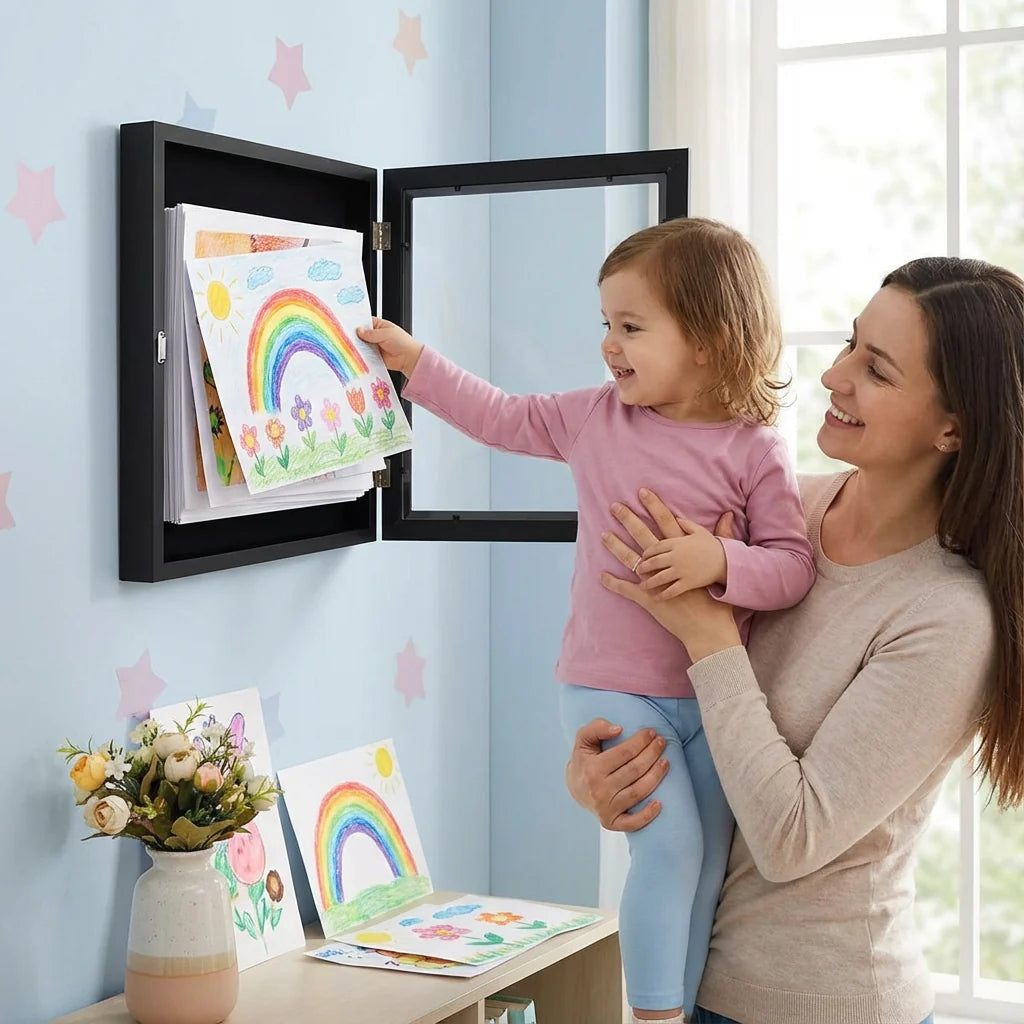 Kids Art Display Frame Front-Loading Built-In Storage