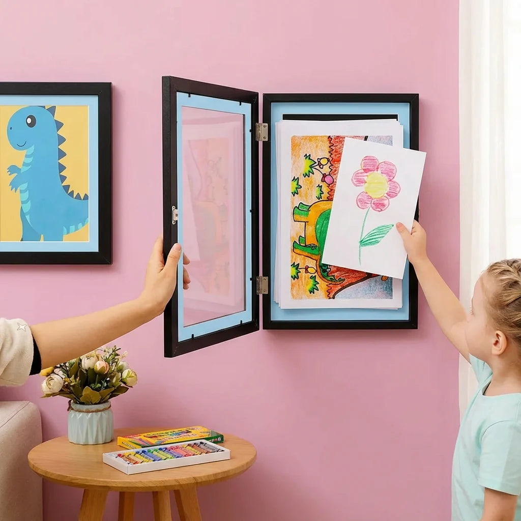 Kids Art Display Frame Front-Loading Built-In Storage