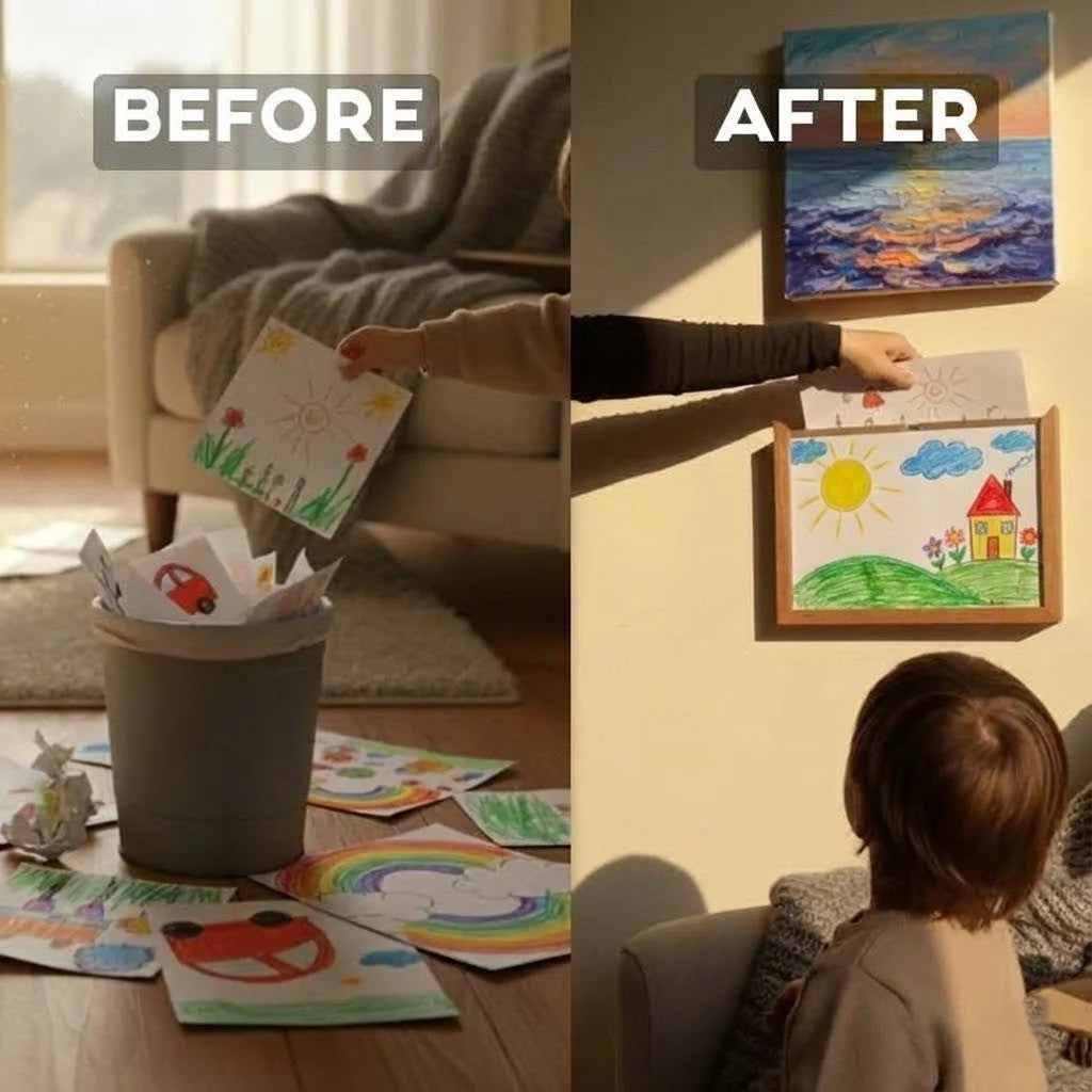 Kids Art Frame Wooden Front-Opening Built-In Storage