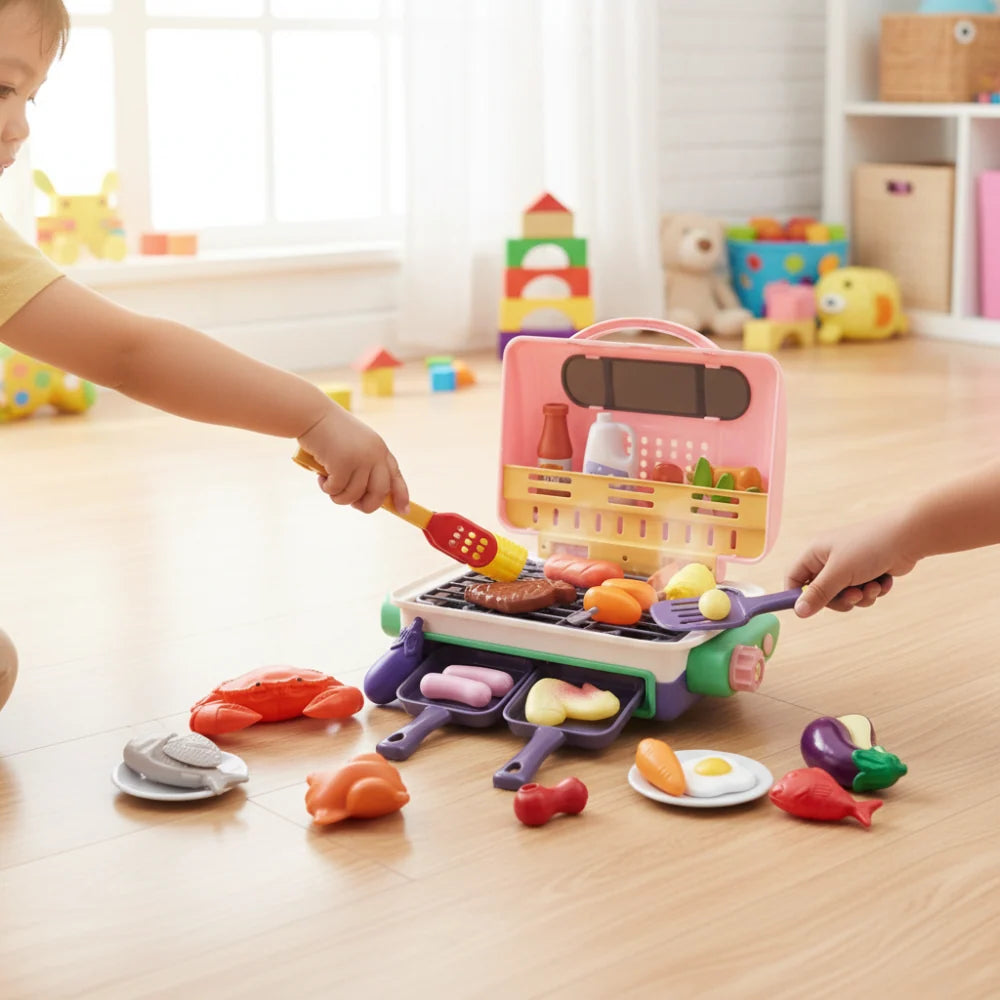 Kids BBQ Grill Toy Color-Changing Tongs & Spatula