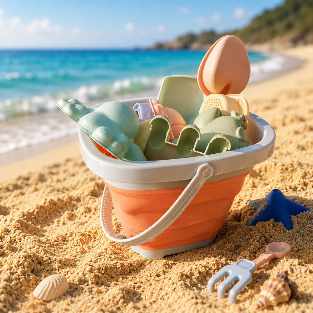 Kids Beach Bucket Collapsible Silicone Dishwasher Safe