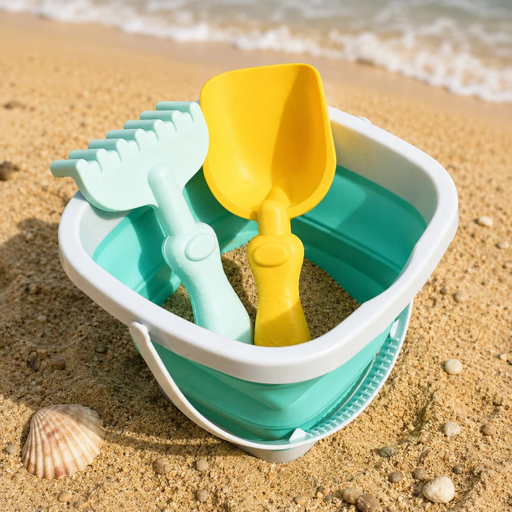 Kids Beach Bucket Collapsible Silicone Dishwasher Safe