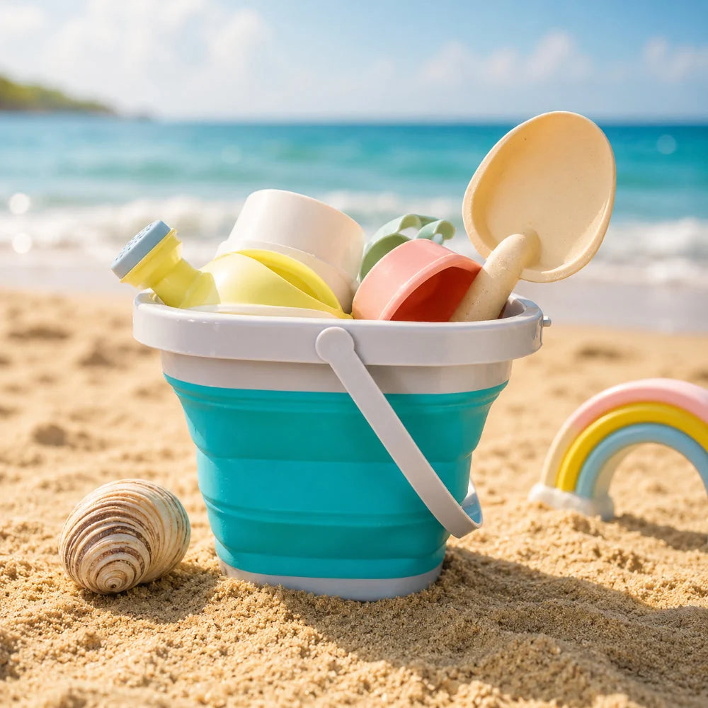 Kids Beach Bucket Collapsible Silicone Dishwasher Safe