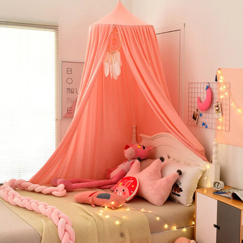Kids Bed Canopy Single-Point Hanging Sheer Breathable Fabric