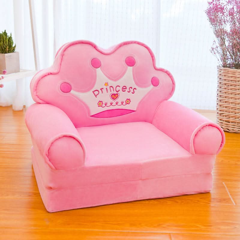 Kids' Bench Foldable Animal Design Padded Velour Seat