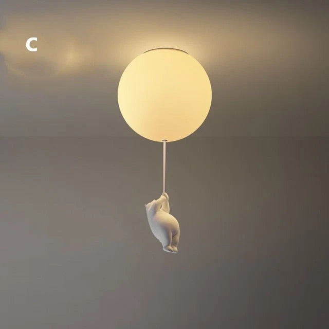 Kids Ceiling Light Balloon Bear Soft Glow