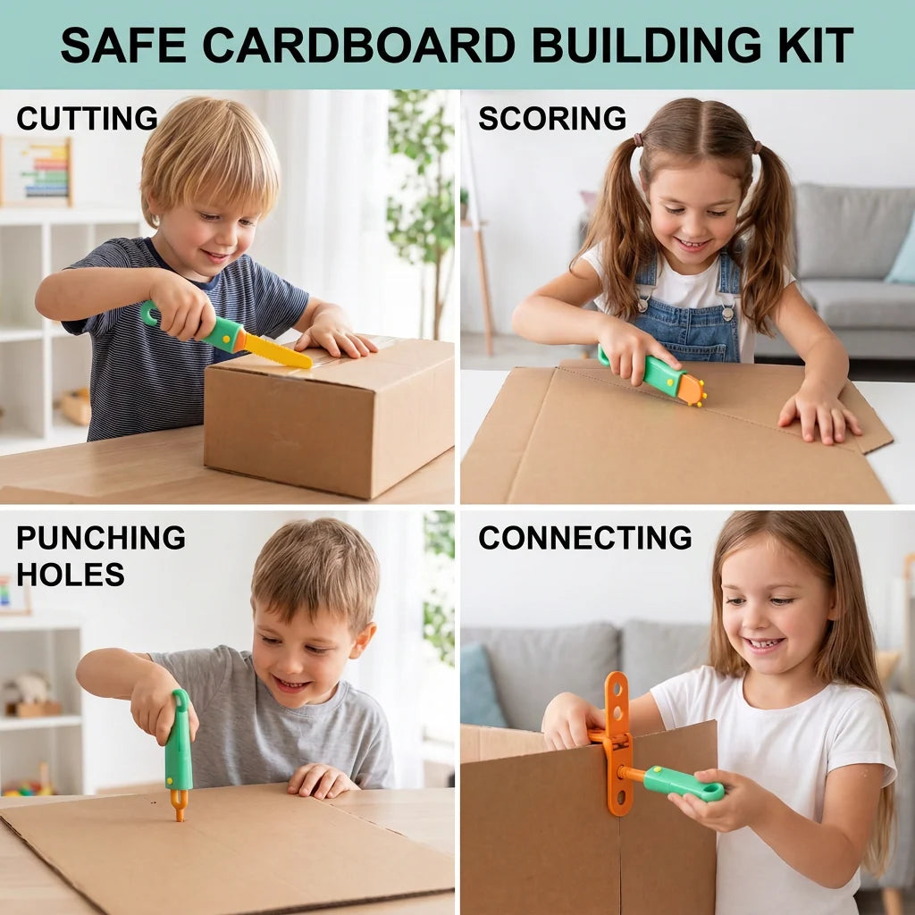 Kids' Construction Kit Cardboard STEM 100 Pieces Tool Set