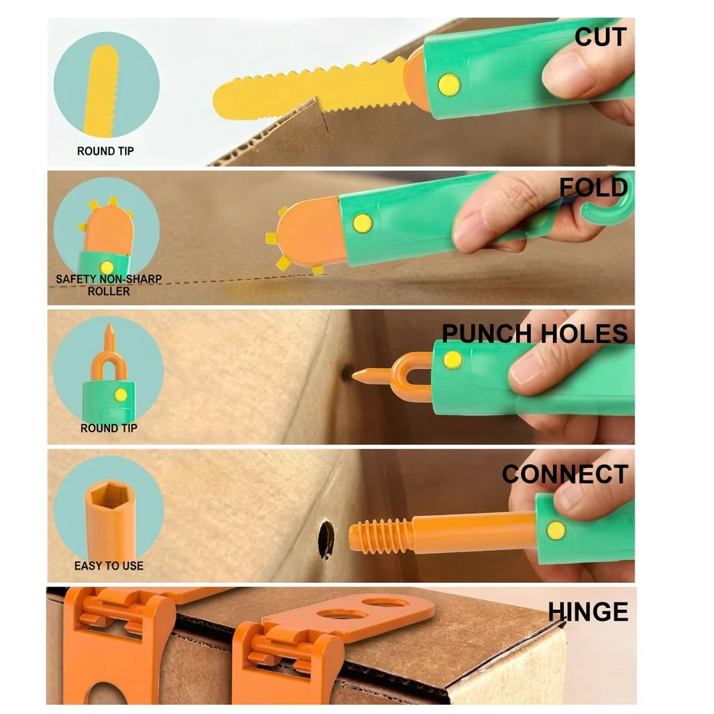 Kids' Construction Kit Cardboard STEM 100 Pieces Tool Set