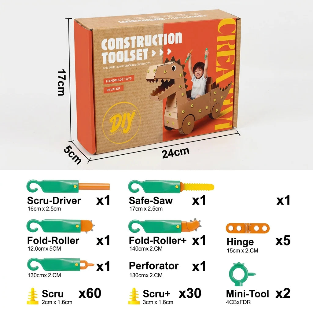 Kids' Construction Kit Cardboard STEM 100 Pieces Tool Set