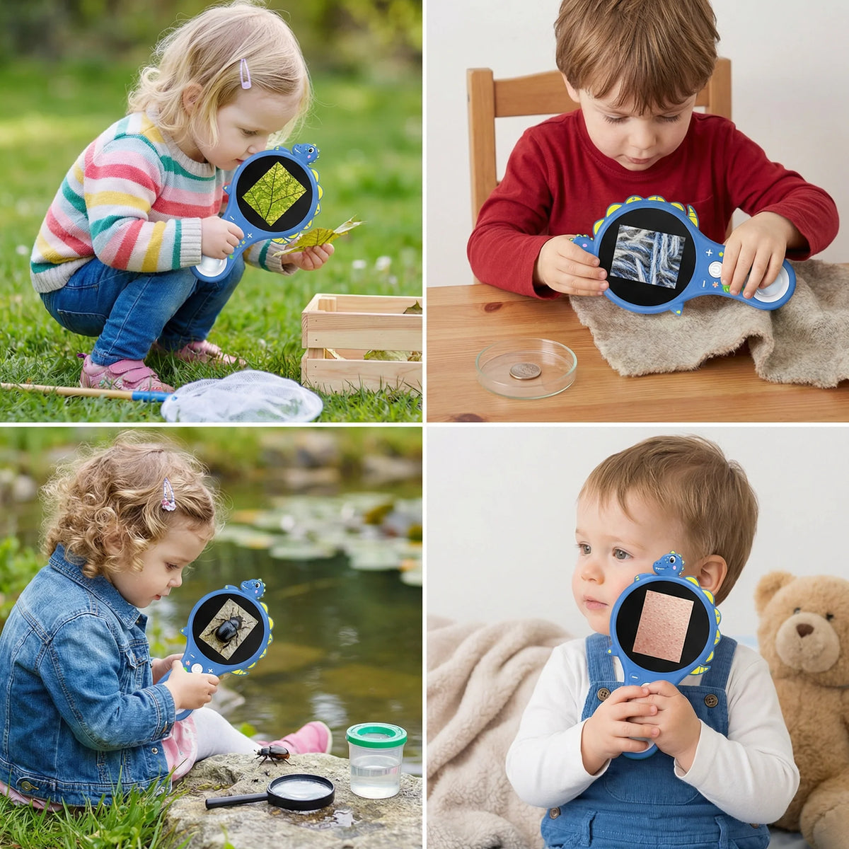 Kids Digital Microscope Built-In Screen Portable Photo & Video Capture